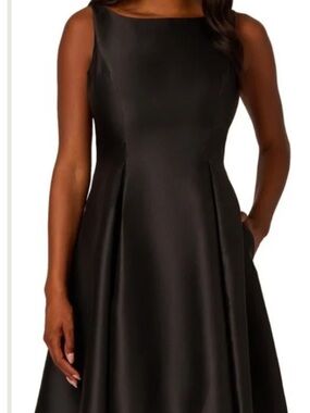 ADRIANNA PAPELL WOMEN'S TWO TONED black and white MIKADO MIDI DRESS
